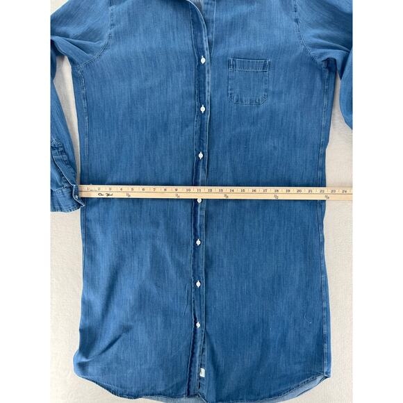 Grayson Chambray Denim Button Up Shirt Dress Blue Jean Midi Long Sleeve L - Picture 7 of 7